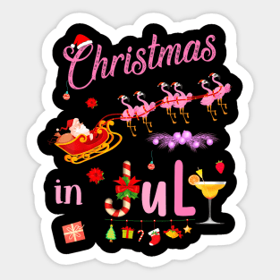 Funny Flamingo Pink Camping Car Christmas In July Sticker